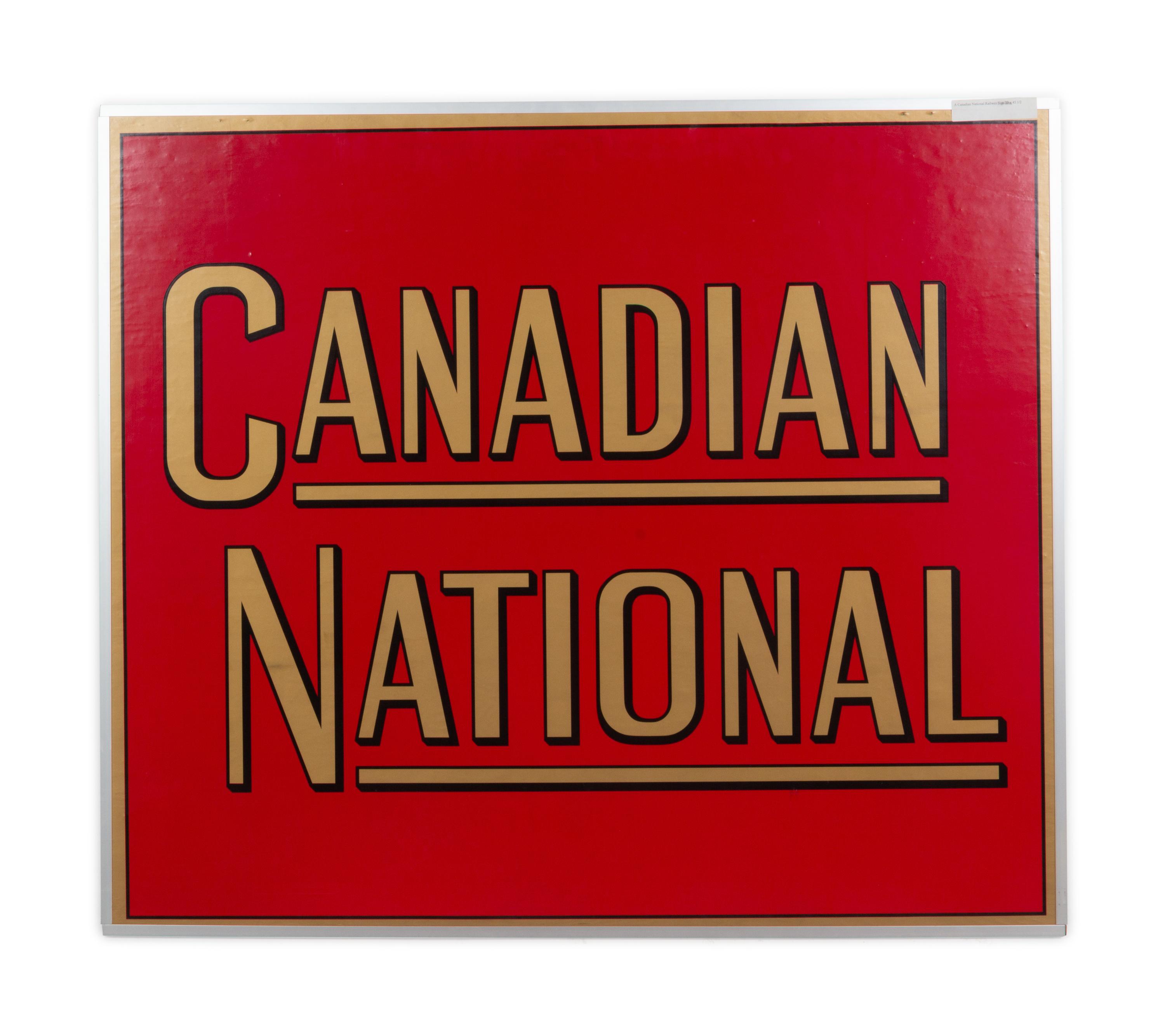 A Painted and Parcel Gilt Canadian National Rail Sign