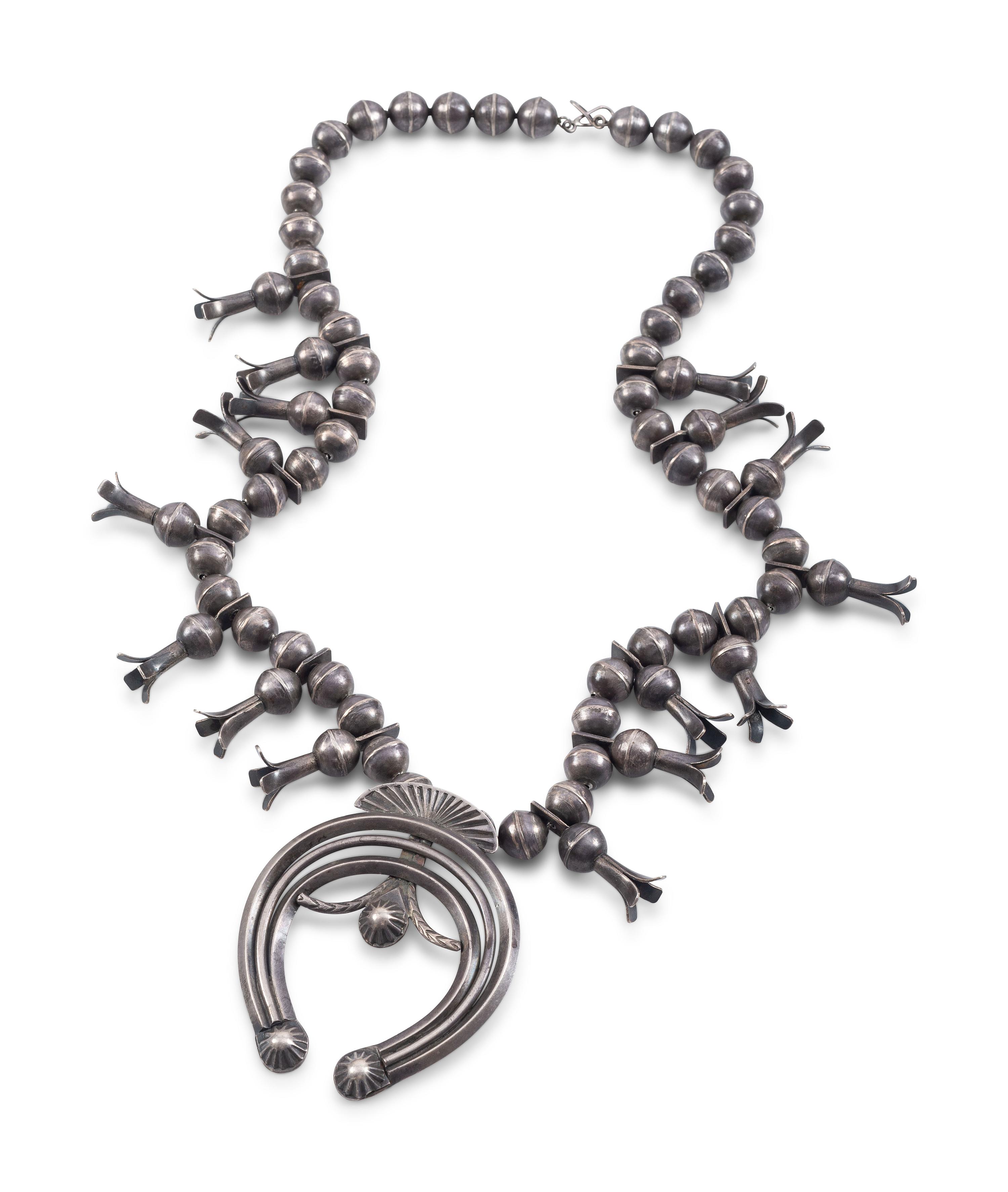 Navajo Silver Squash Blossom Necklace