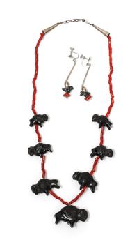 A Southwestern Coral Necklace Length 21 inches.