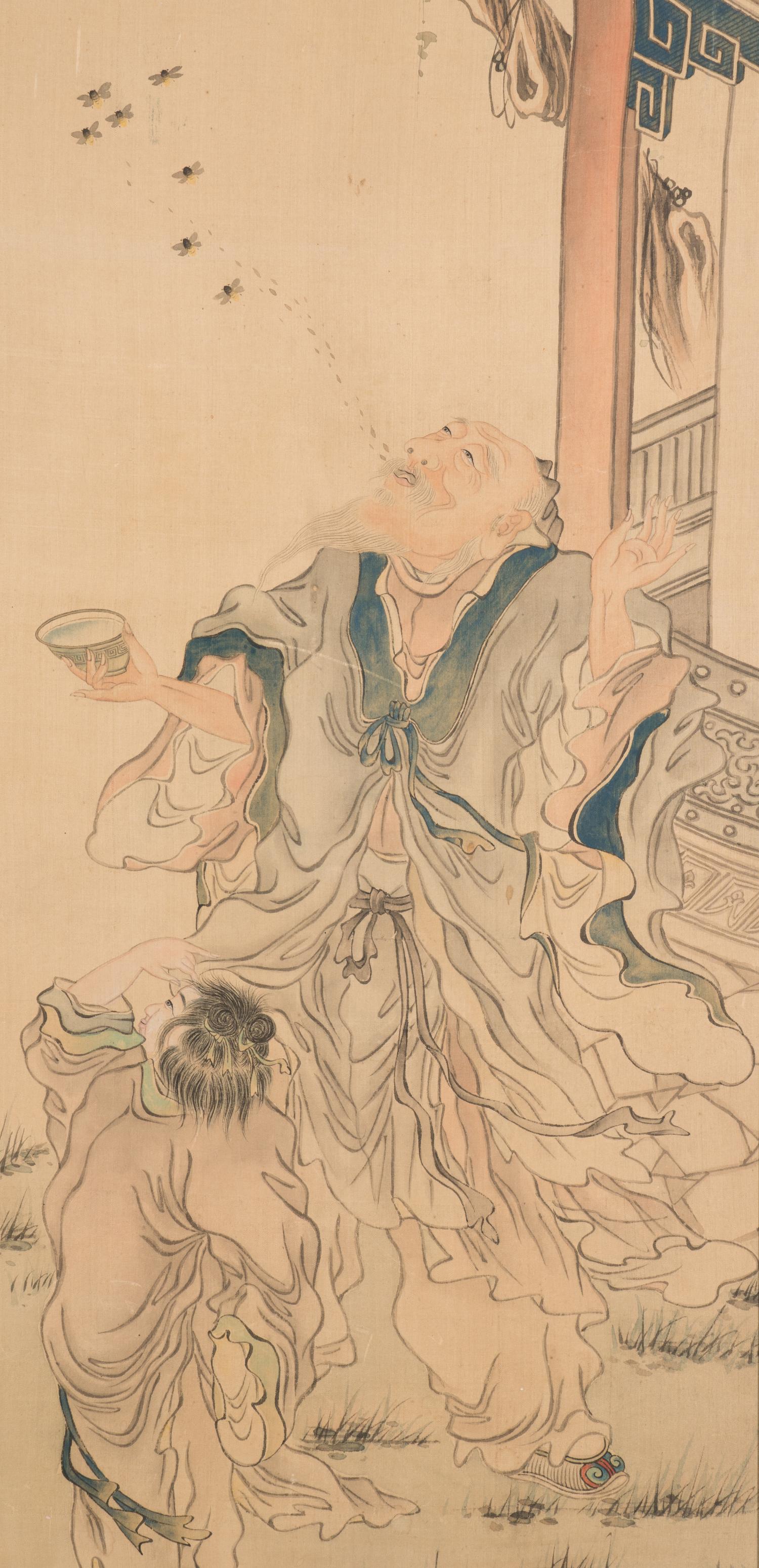 Two Korean Ink and Color on Silk Paintings, 19th/Early 20th Century