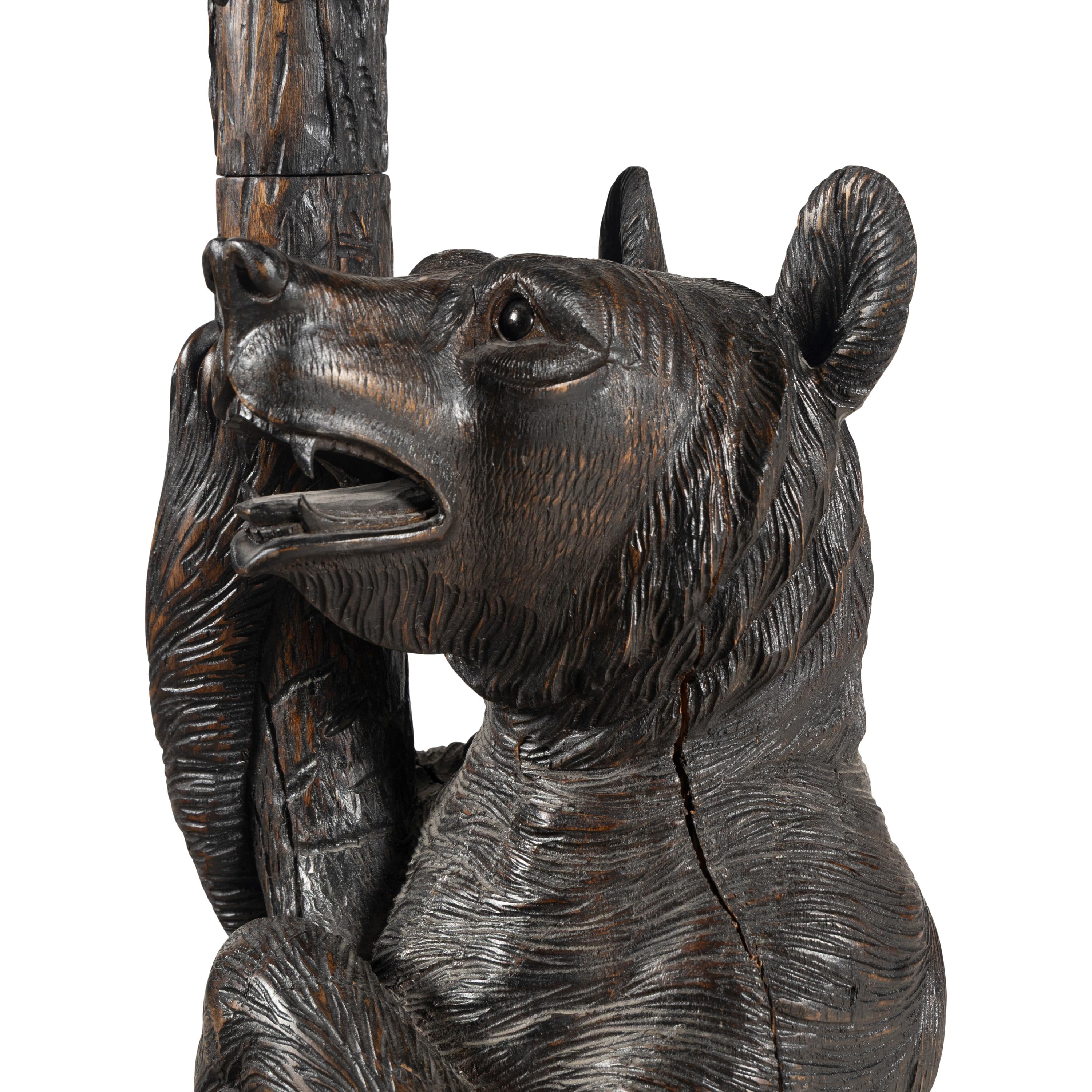 A Swiss "Black Forest" Carved Bear Hall Tree