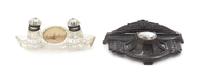 Two Inkwells Width of each 5 1/4 inches.