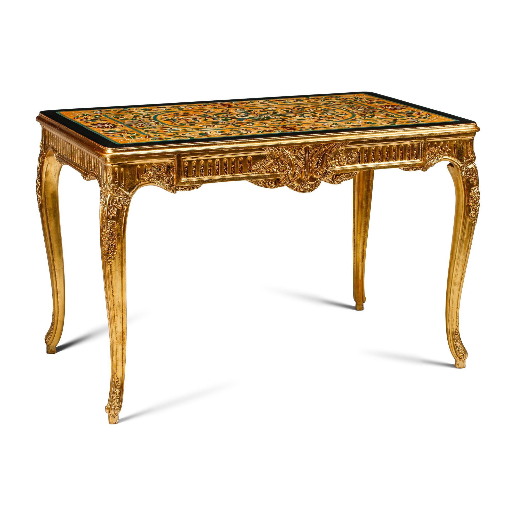 An Italian Giltwood and Scagliola Center Table