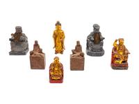 A Group of Carved Chinese Figures and Panels