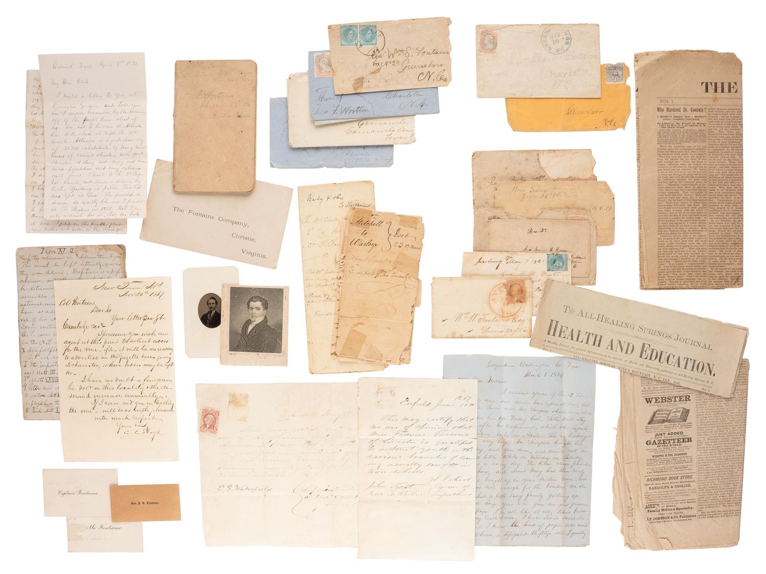 [CIVIL WAR]. Rev. Patrick Henry Fontaine archive, incl. letters, journals, and ephemera.