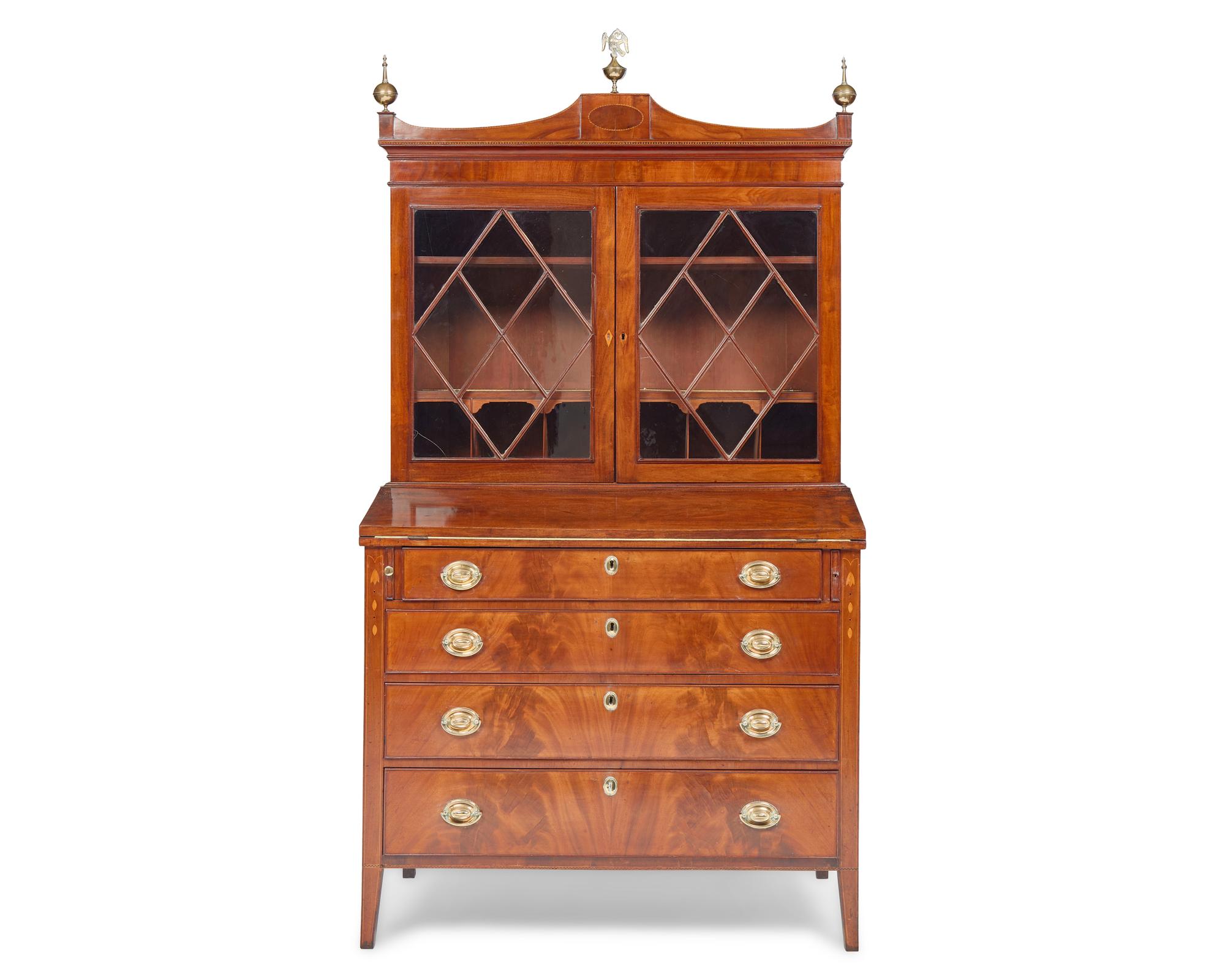 A Federal Inlaid Mahogany Secretary Desk