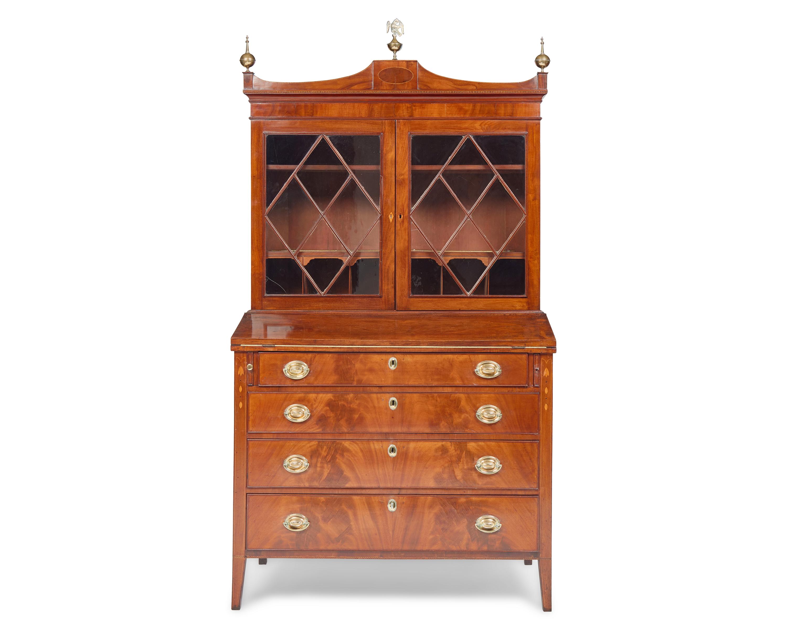 A Federal Inlaid Mahogany Secretary Desk