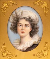 A Continental Porcelain Plaque in a Giltwood Frame