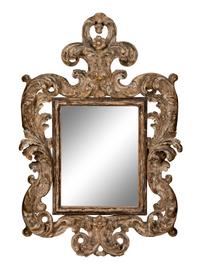 An Italian Baroque Style Painted and Parcel Gilt Mirror