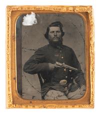 [CIVIL WAR]. 4 portraits of variously armed soldiers, feat. a Prussian Model 1809 Potsdam musket.