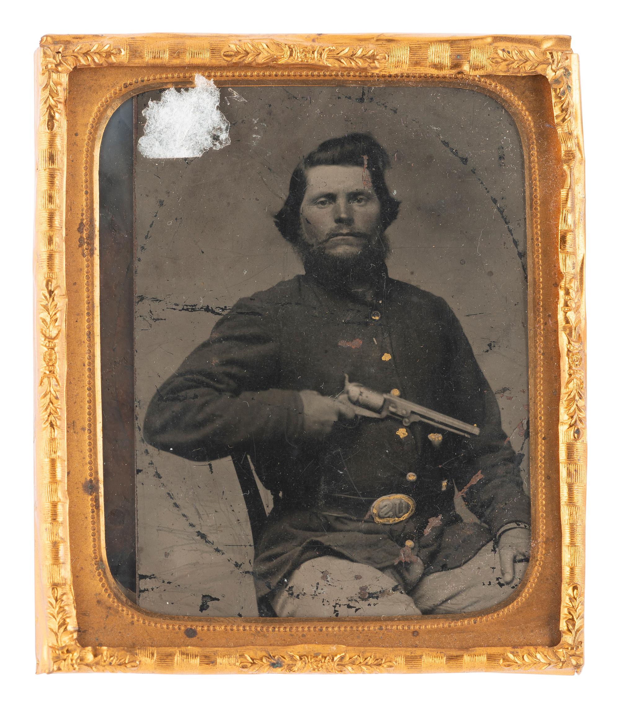 [CIVIL WAR]. 4 portraits of variously armed soldiers, feat. a Prussian Model 1809 Potsdam musket.