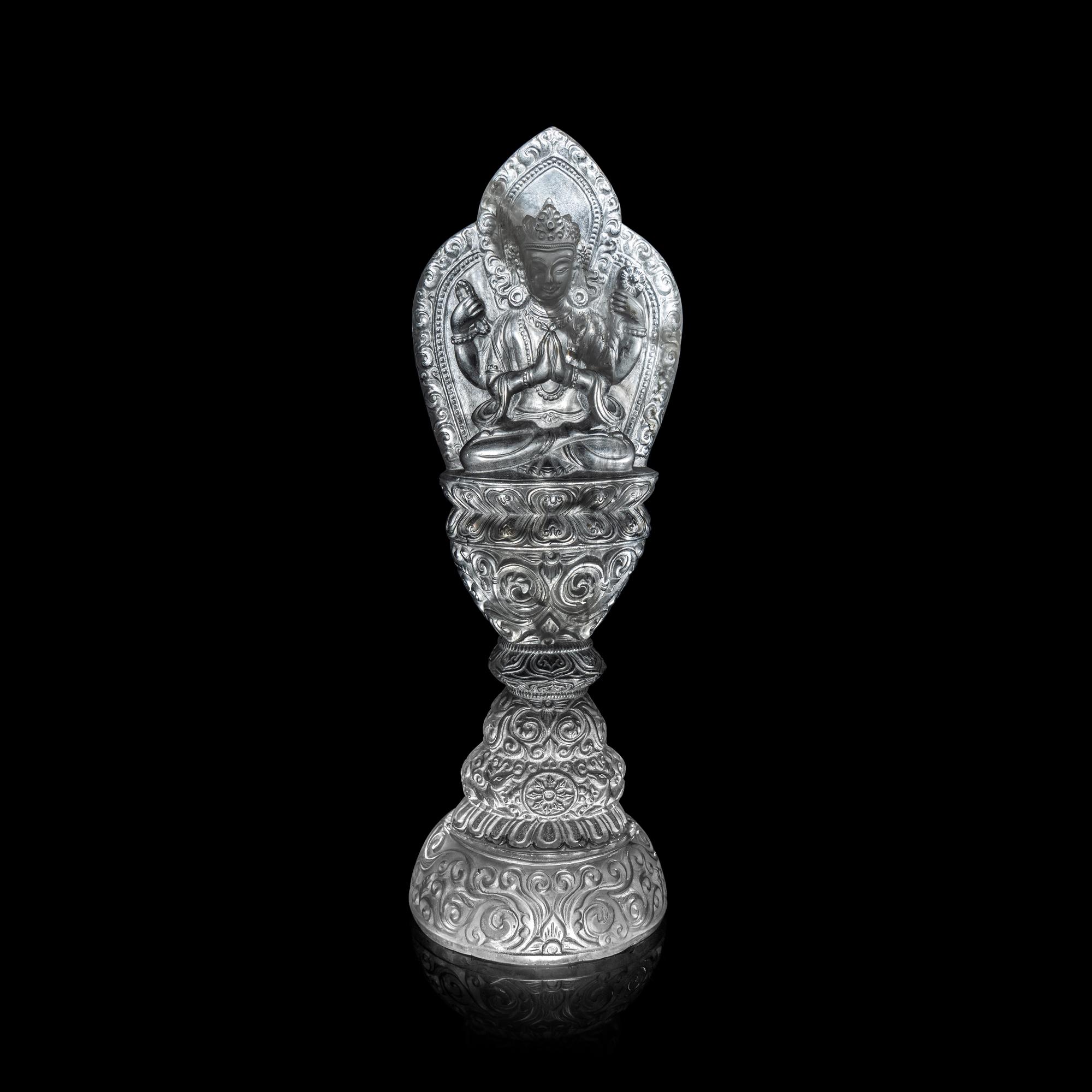 A Nepalese Rock Crystal Manjushri 尼泊爾水晶雕四臂文殊說法像