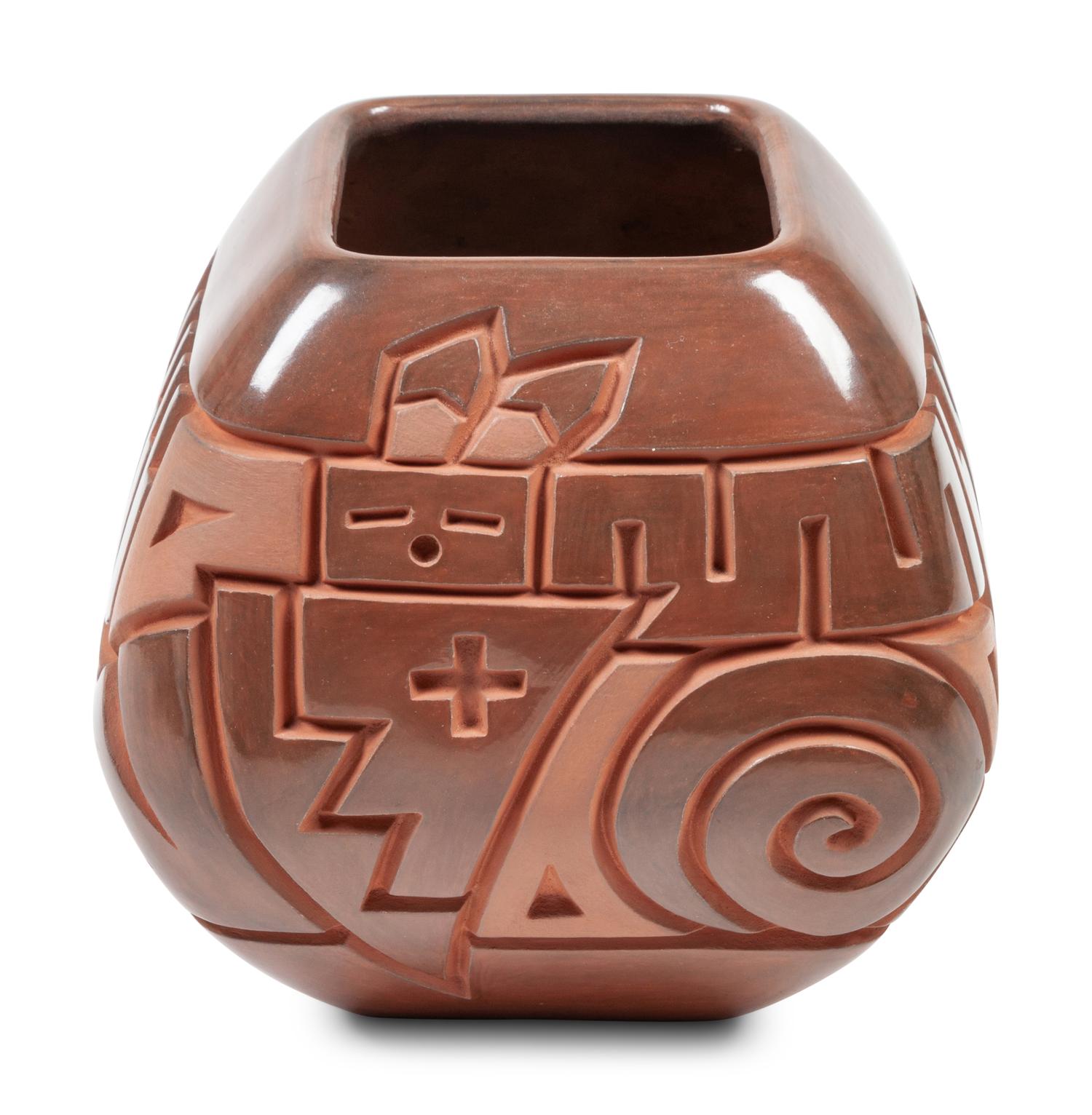 Carved Red and Black Pottery Jars