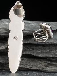 Large Silver Figural Pendant AND Mosaic Inlay Ring