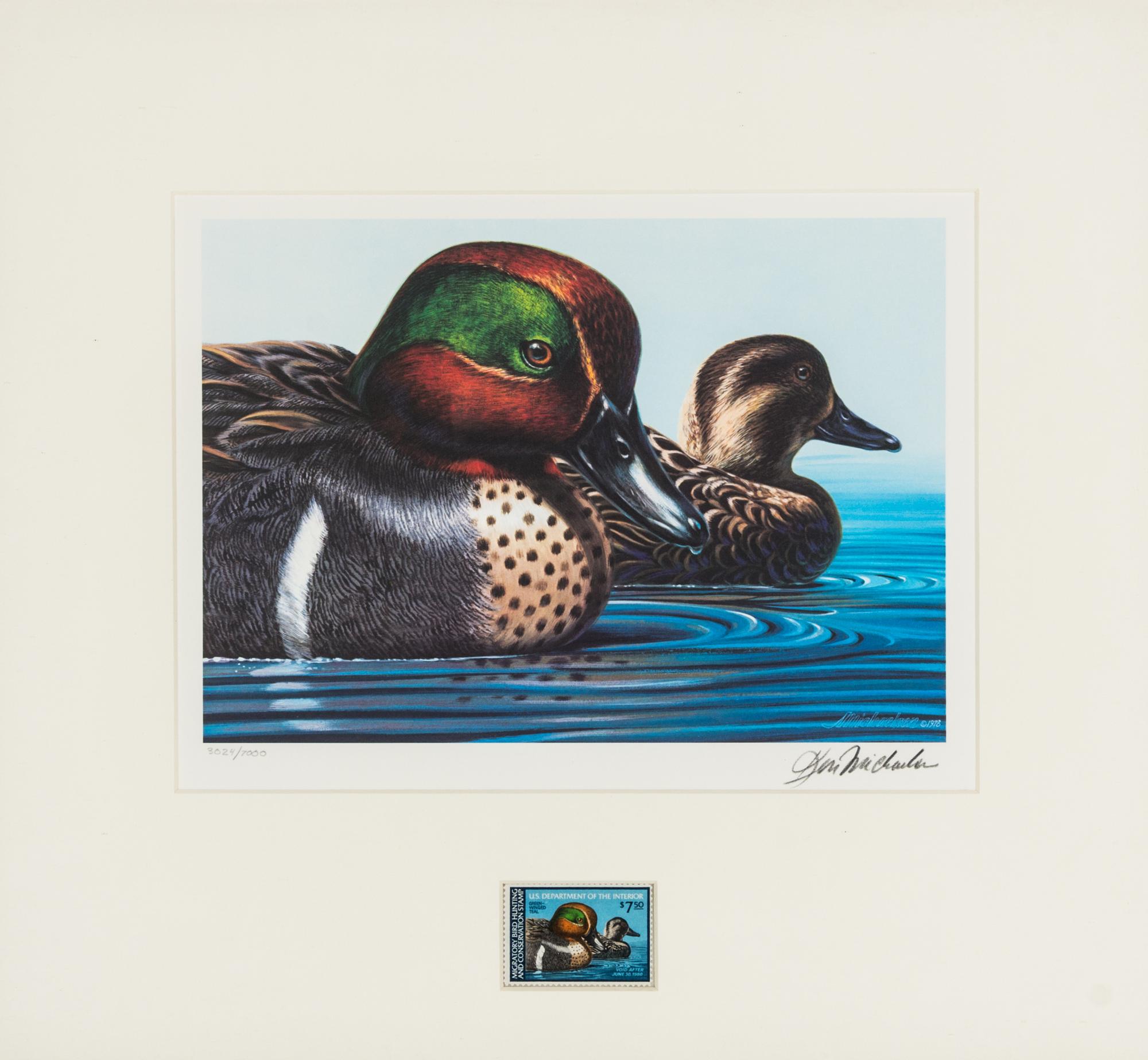 (DUCK STAMPS) A collection of 12 signed lithographs with accompanying duck stamps.