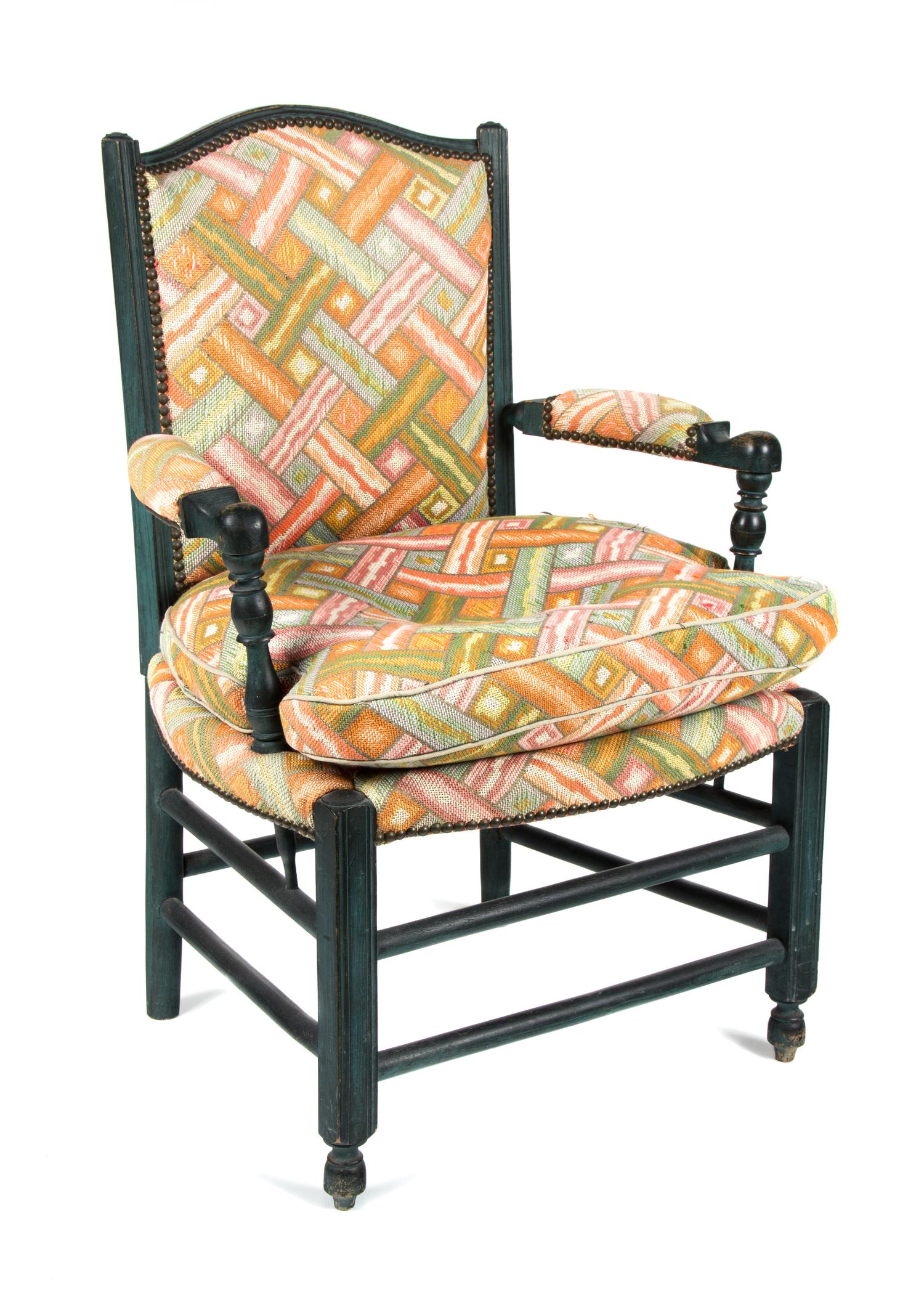 A Louis XVI Provincial Style Painted Fauteuil Height 33 inches. — LATE 19TH/EARLY 20TH CENTURY