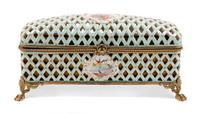 A French Gilt Metal Mounted Porcelain Box Height 7 1/2 x width 15 1/2 x depth 5 1/4 inches. — 19TH CENTURY