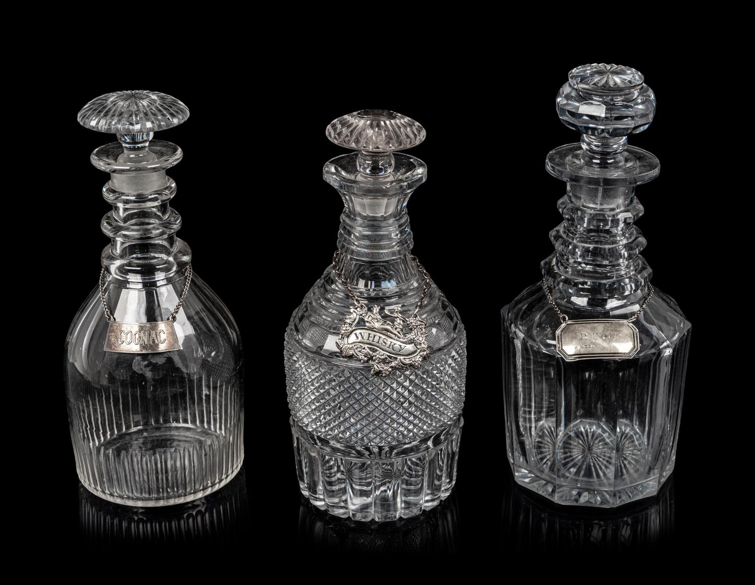 A Group of Ten Cut Glass Decanters