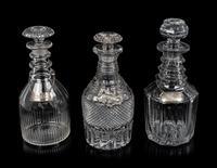A Group of Ten Cut Glass Decanters