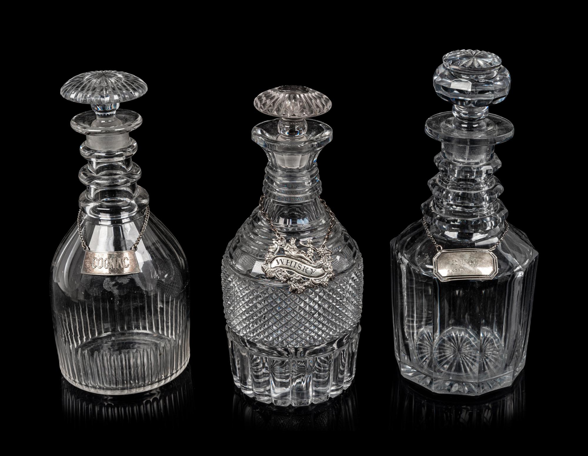 A Group of Ten Cut Glass Decanters