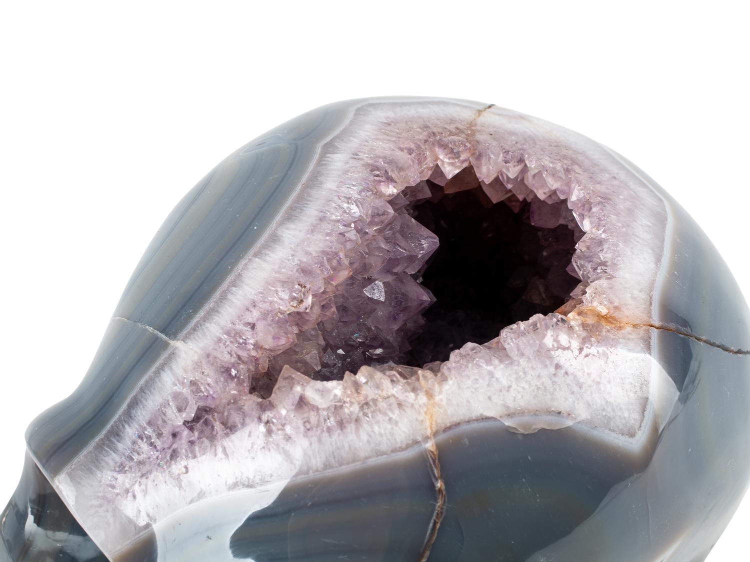 A Continental Carved Agate Geode Skull
