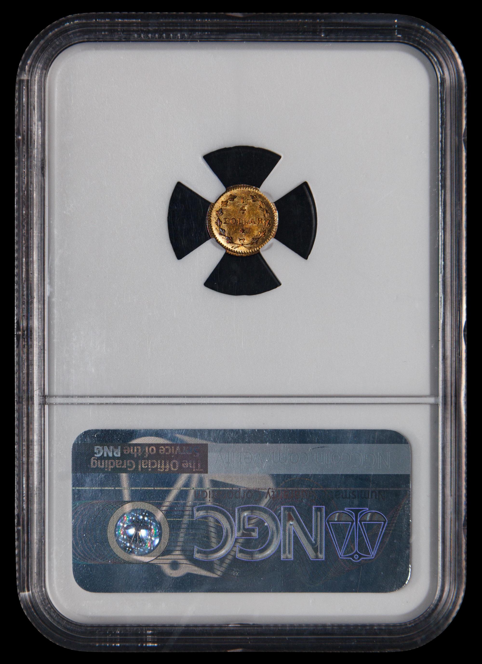 [CALIFORNIA FRACTIONAL] An (1853) BG-221 Liberty 25c Gold Coin (NGC MS65)
