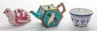Three Continental Ceramic Articles Width of teapot 8 1/2 inches.