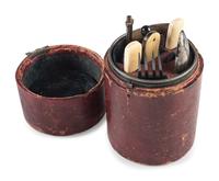 Civil War-period officer's traveling eating utensils kit.