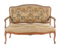 A Louis XV Style Needlepoint-Upholstered Settee