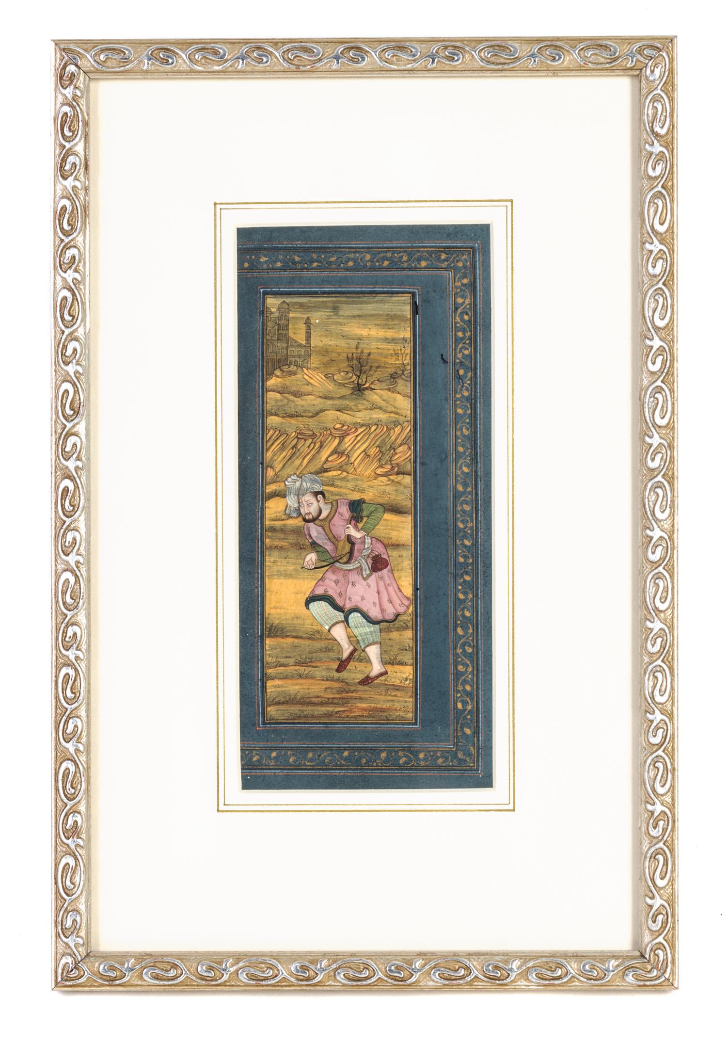 Three Indian Illuminated Manuscript Leaves Height of tallest image 9 1/8 x width 4 3/4 inches.