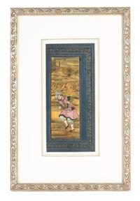 Three Indian Illuminated Manuscript Leaves Height of tallest image 9 1/8 x width 4 3/4 inches.