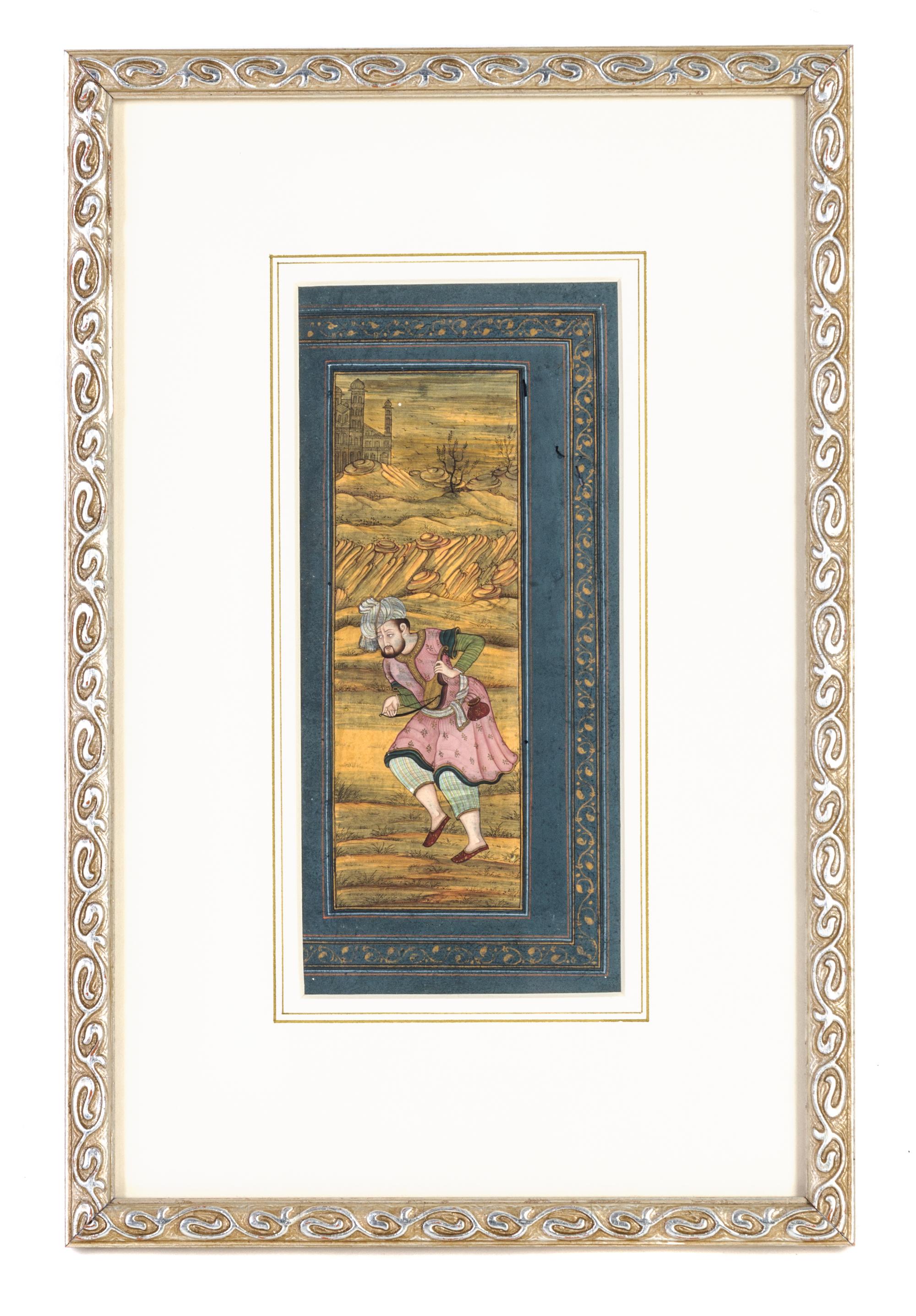 Three Indian Illuminated Manuscript Leaves Height of tallest image 9 1/8 x width 4 3/4 inches.