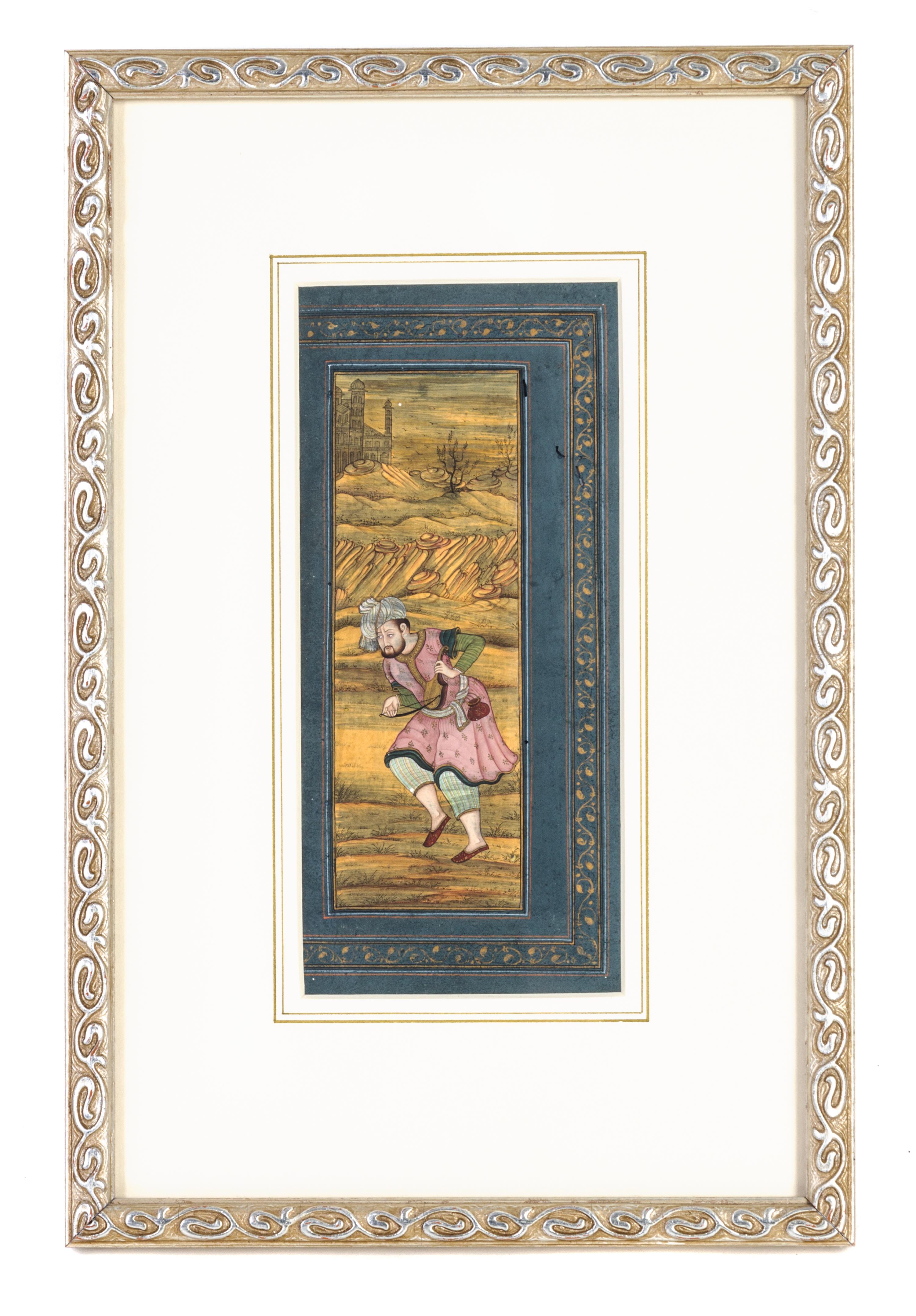 Three Indian Illuminated Manuscript Leaves Height of tallest image 9 1/8 x width 4 3/4 inches.