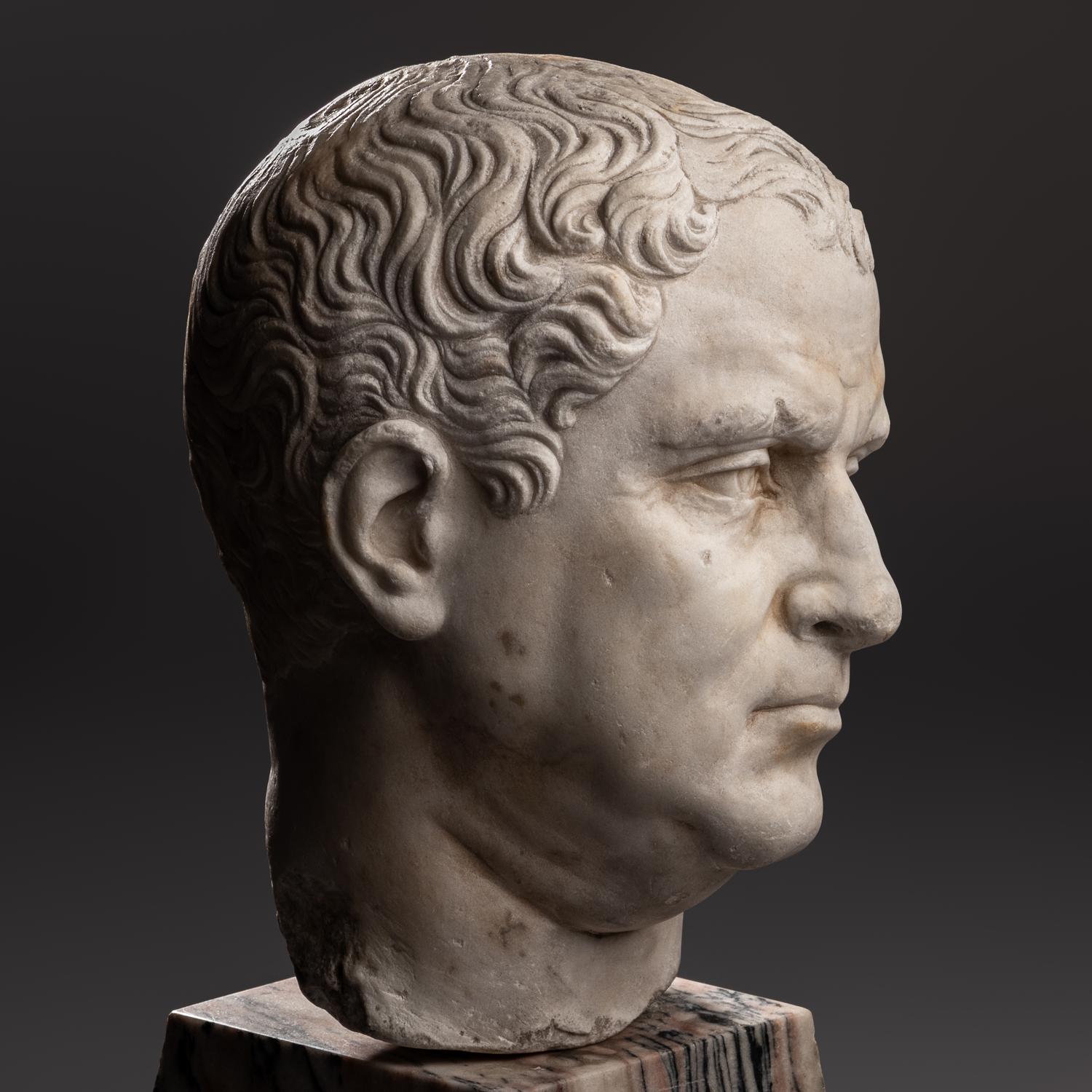 A Grand Tour Marble Portrait Head of Emperor Aulus Vitellius