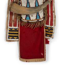 Yankton Sioux Beaded Buffalo Hide Shot Pouch, with Powder Horn