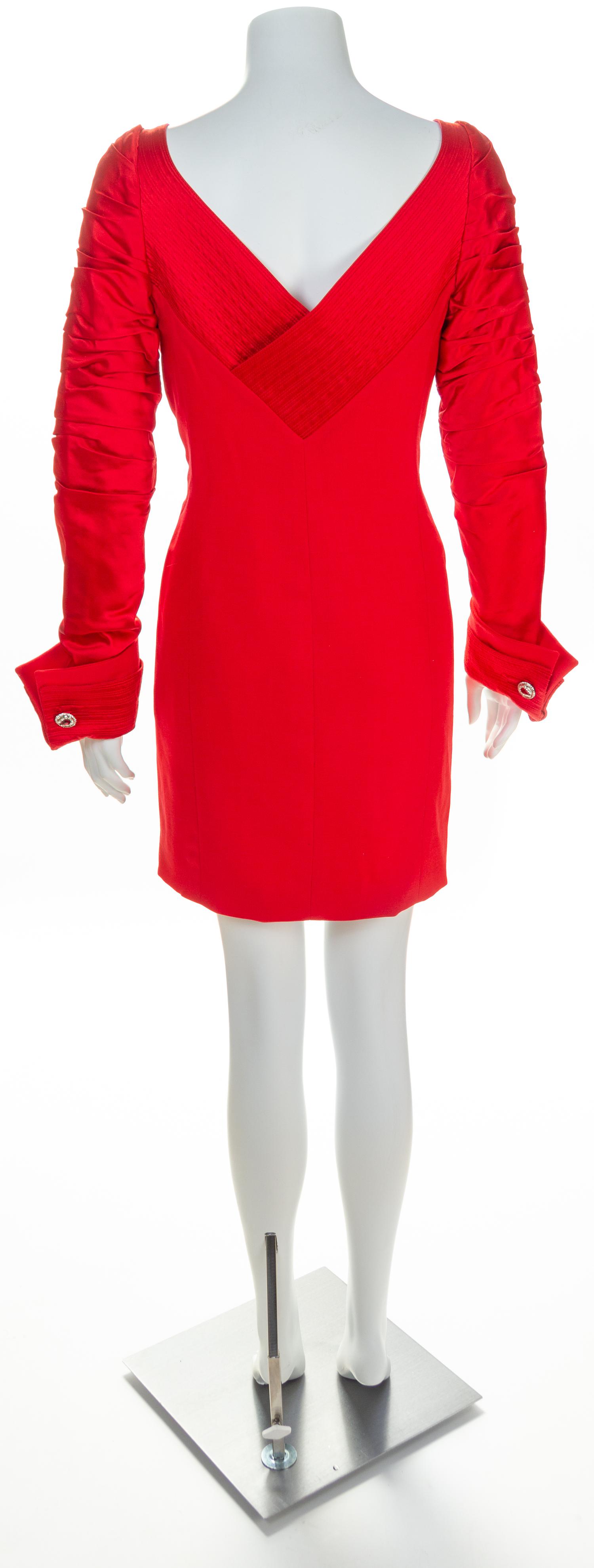 A Gianni Versace Red Wool and Silk Dress, Size 40.
