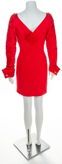 A Gianni Versace Red Wool and Silk Dress, Size 40.