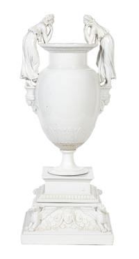 A French Glazed Porcelain Urn Height 39 inches. — 19TH CENTURY