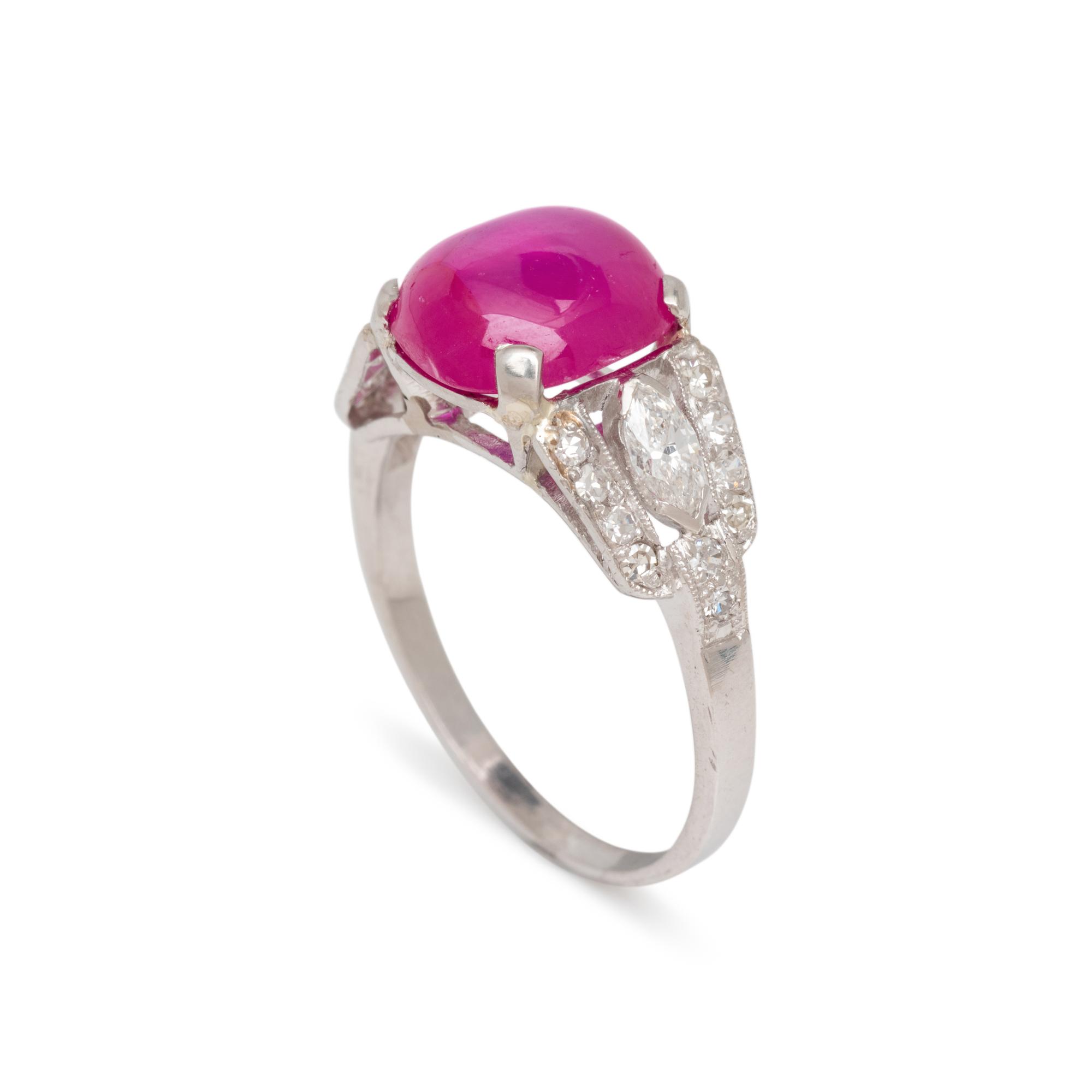 BURMESE STAR RUBY AND DIAMOND RING