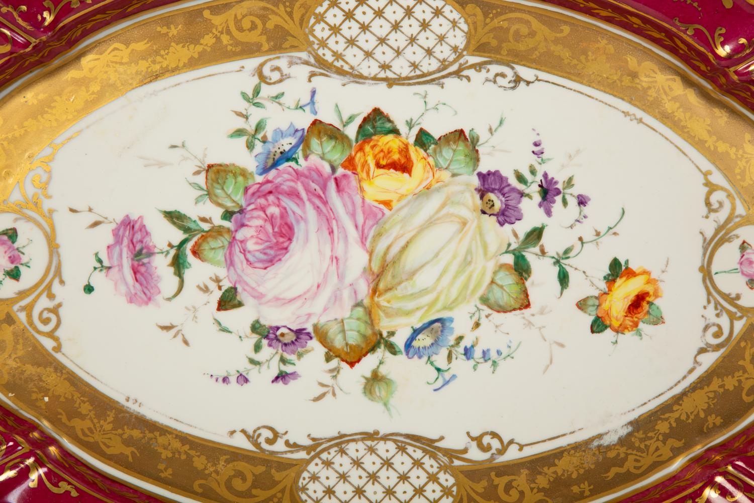 A Camille Le Tallec Hand Painted Porcelain Tureen and Platter — 19th Century