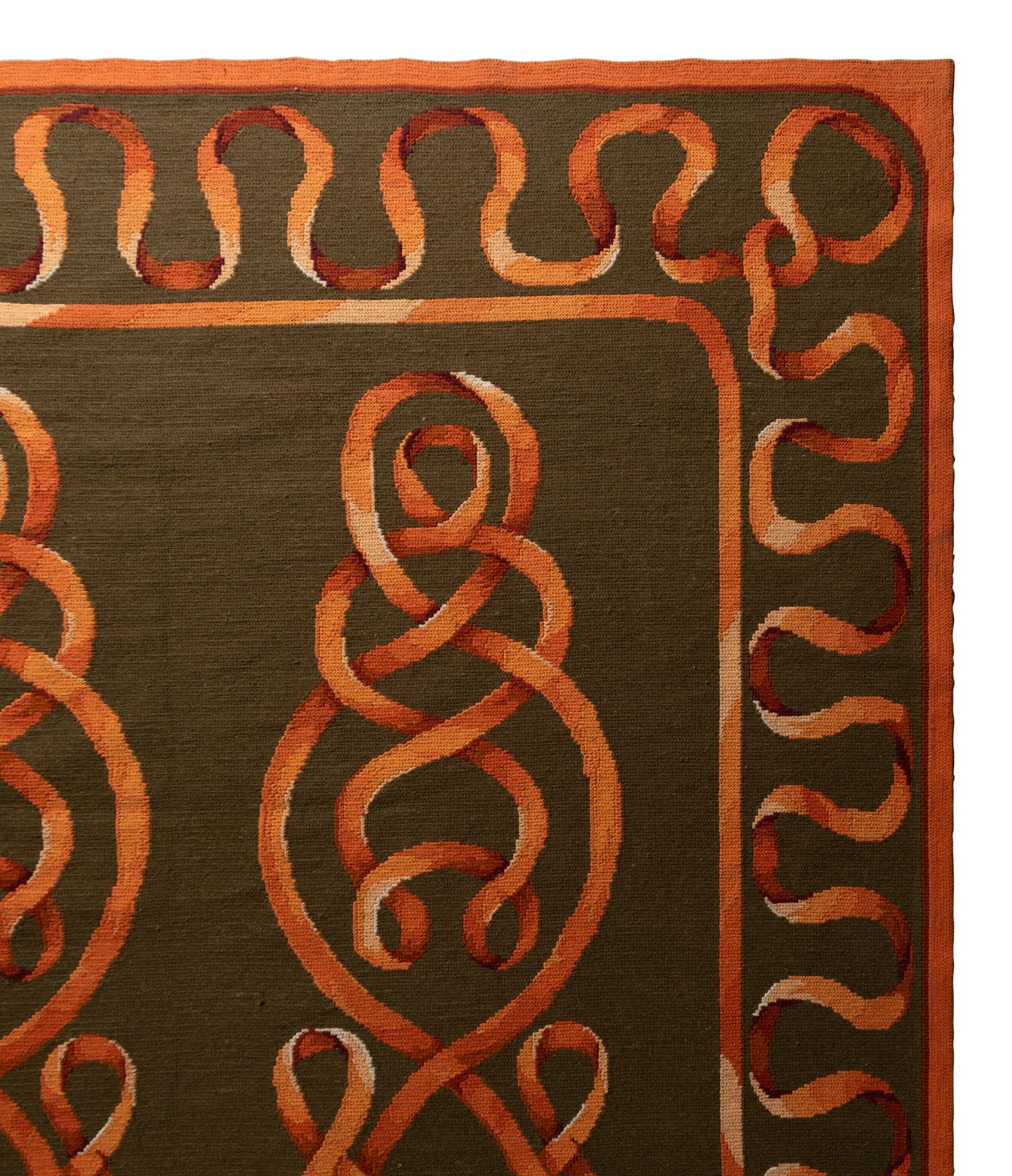 A Ribbon-Motif Chain Stitch Rug