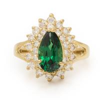 Tsavorite Garnet, Diamond, and Yellow Gold Ring