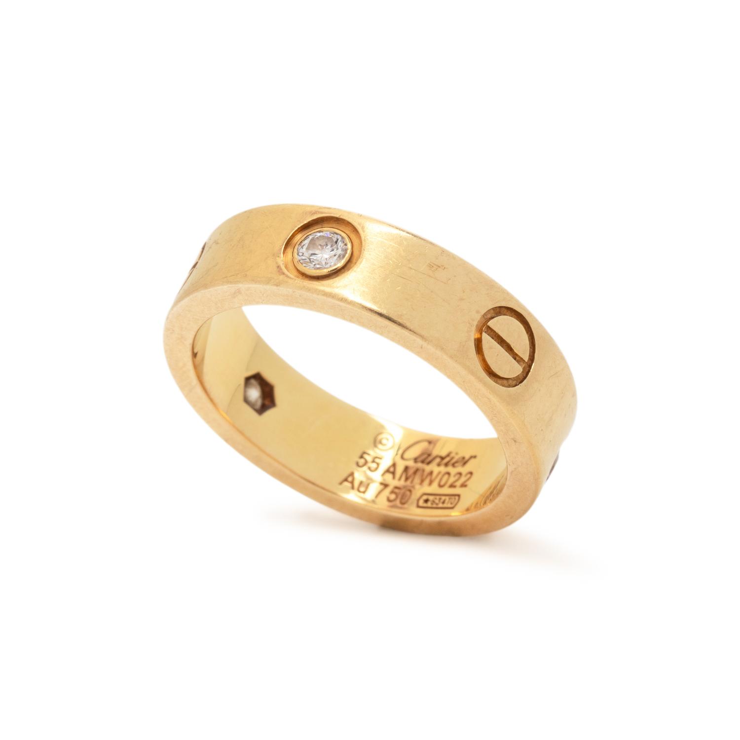 CARTIER, YELLOW GOLD AND DIAMOND 'LOVE' RING