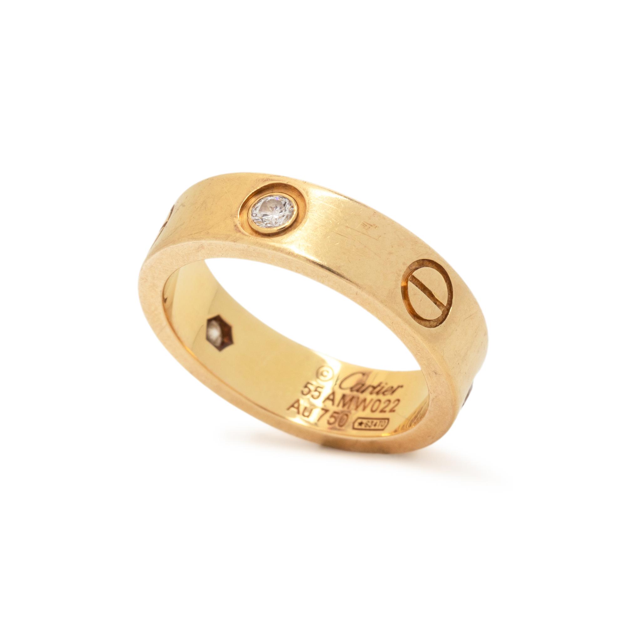 CARTIER, YELLOW GOLD AND DIAMOND 'LOVE' RING