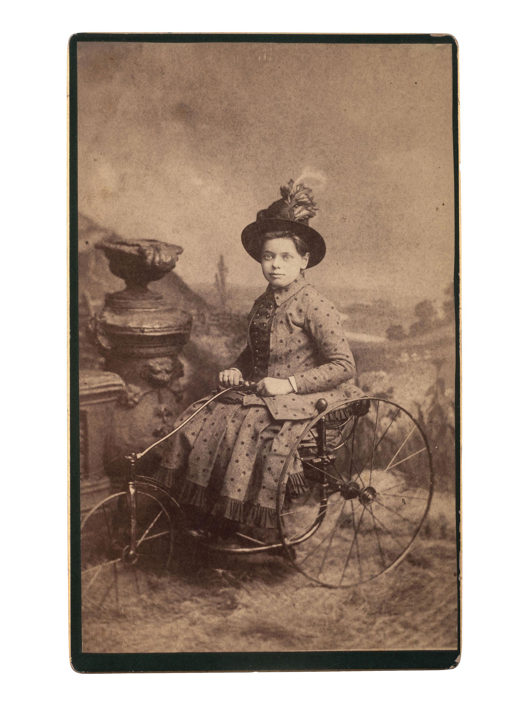 [EARLY PHOTOGRAPHY - CYCLING]. 14 photographs of featuring bicycles and other wheeled devices.