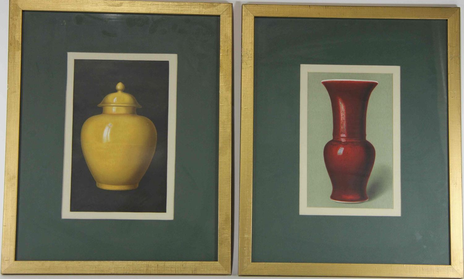 A Group of Four Ceramic Plates Height of tallest 22 1/2 inches.