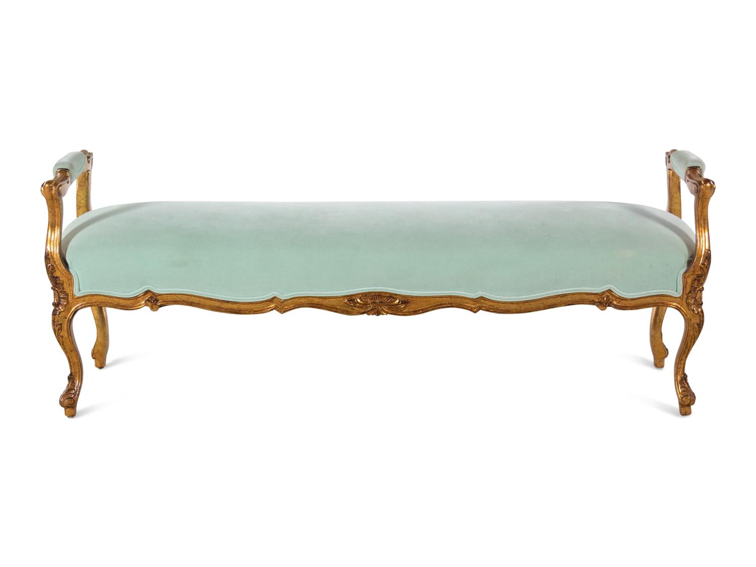 A Louis XV Style Giltwood Bench