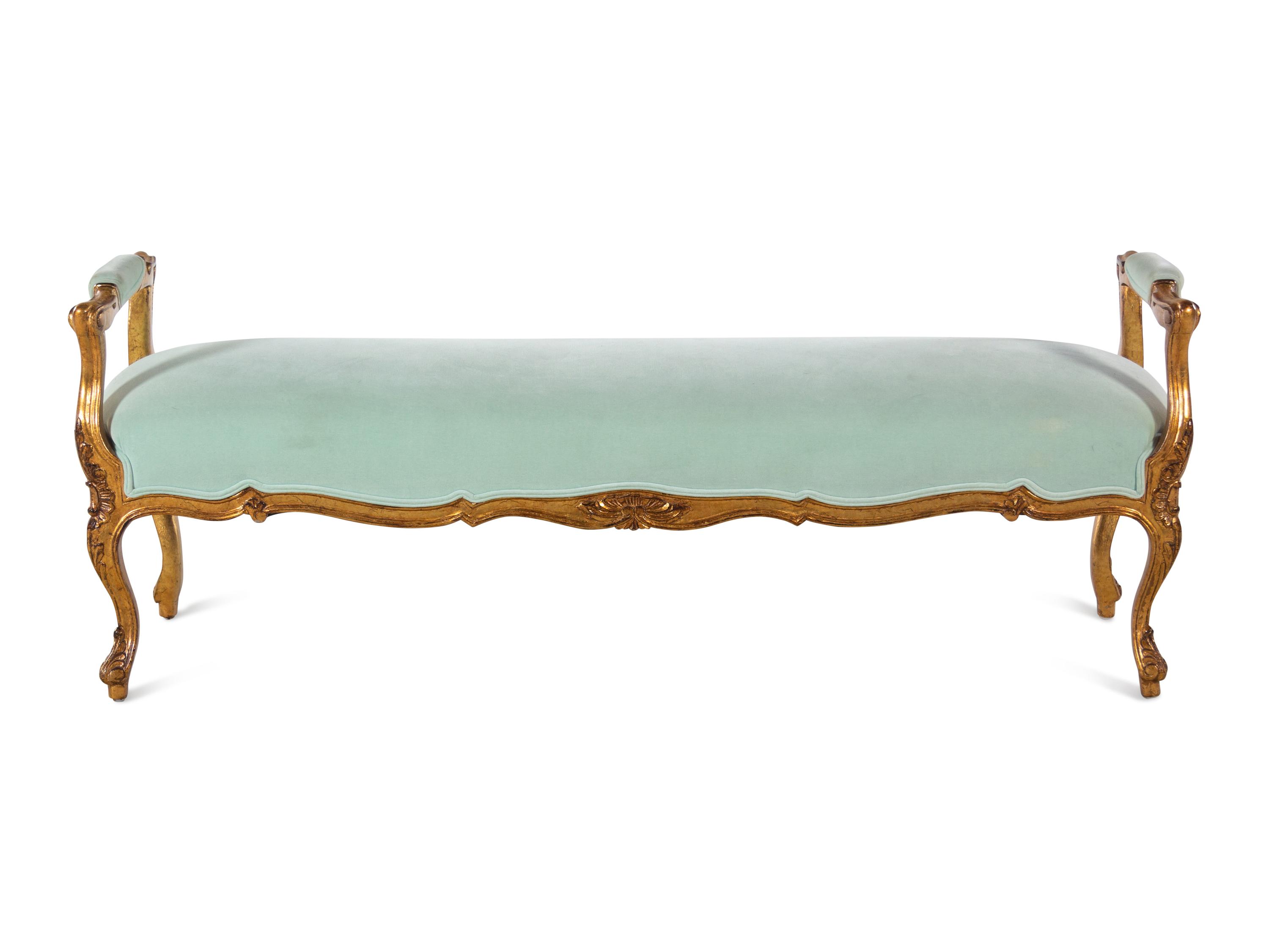 A Louis XV Style Giltwood Bench