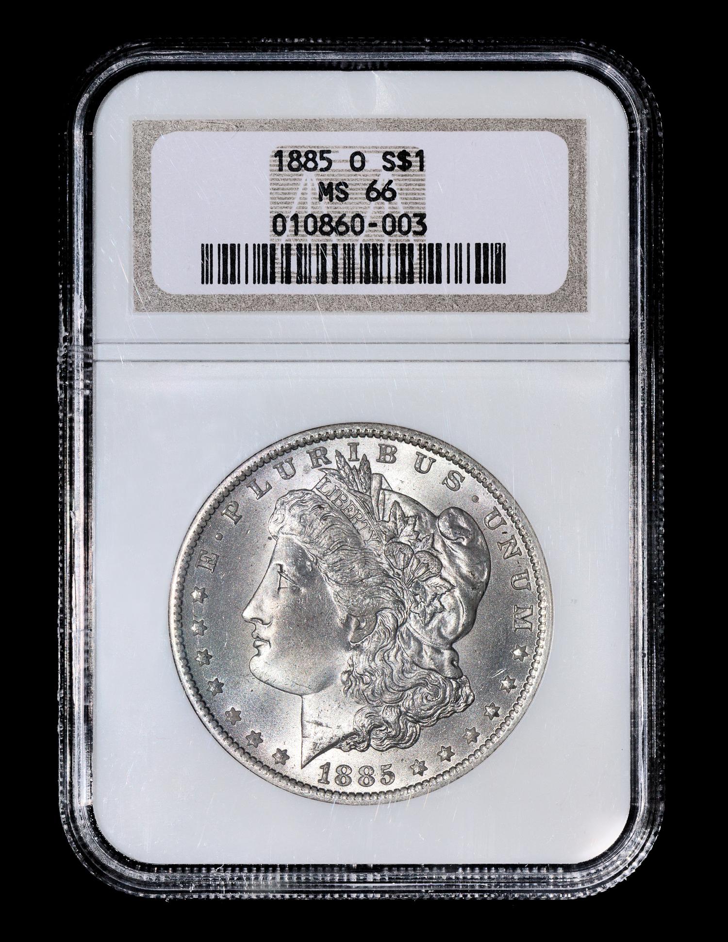 A United States 1885-O Morgan Silver $1 Coin — NGC graded MS66
