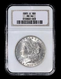 A United States 1885-O Morgan Silver $1 Coin — NGC graded MS66